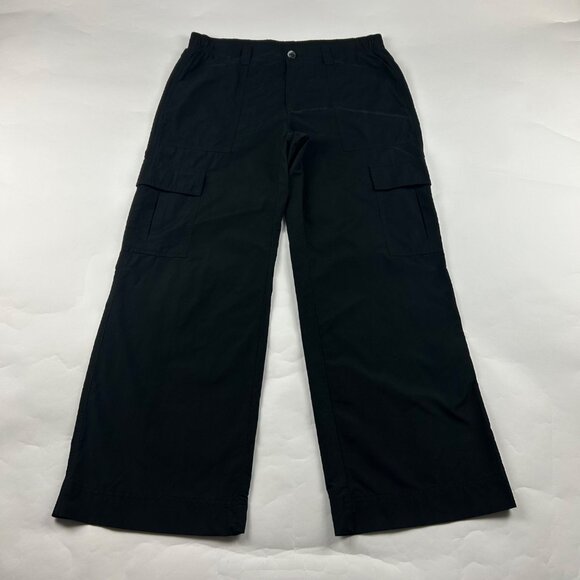 Old Navy Black Poplin Canvas High Rise Wide Leg Cargo Pant M - Picture 1 of 6